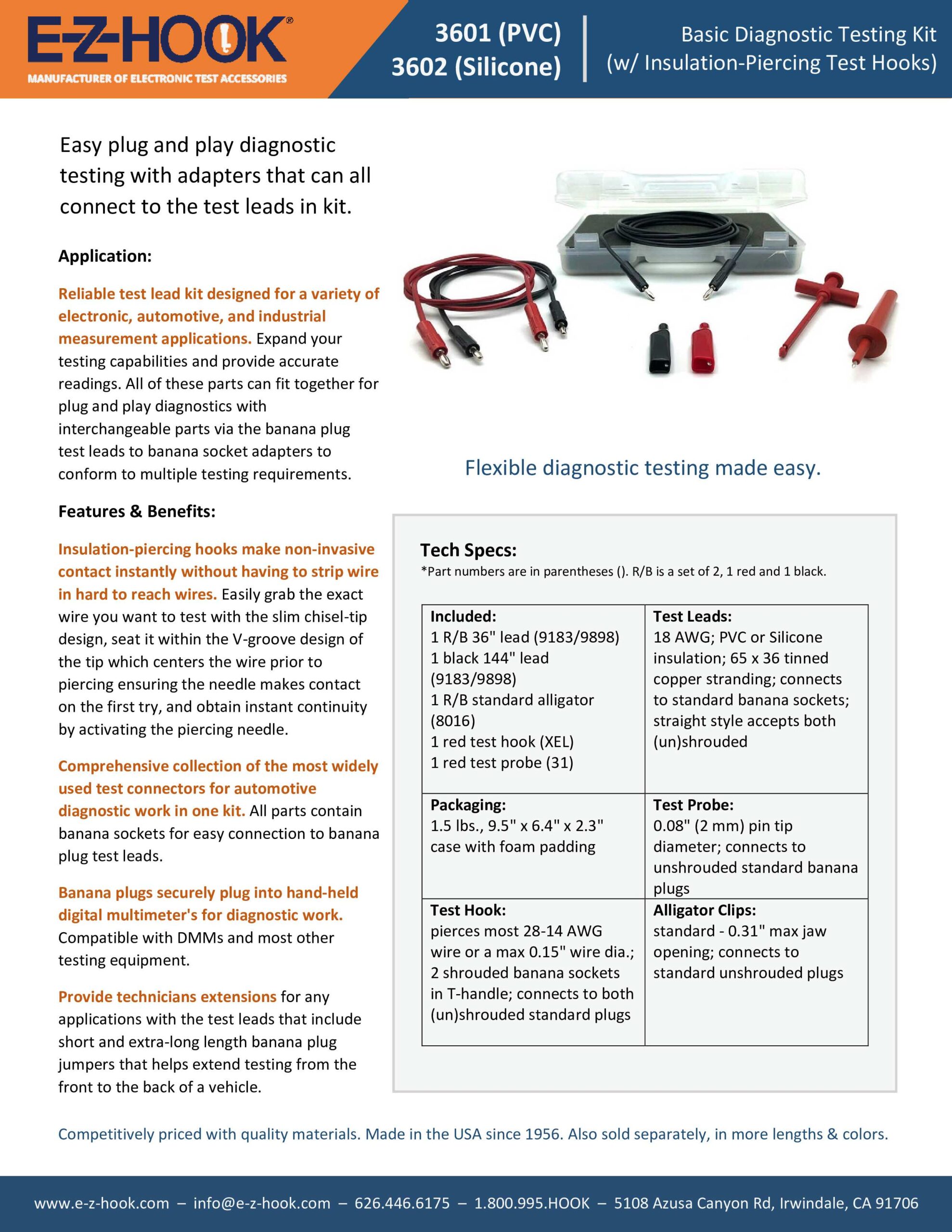 3601 & 3602, Product Flyer EZHook, A Division of Tektest, Inc.